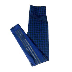 Adidas x Ivy Park Leggings Size Small Beyonce Blue Mesh Houndstooth Yoga Pants